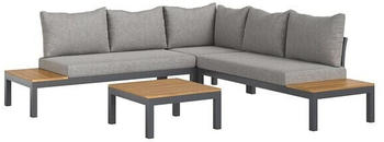 OUTLIV. Naxos Ecklounge Aluminium/Akazie inkl. Kissen natur/dunkelgrau/hellgrau (81935010)