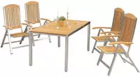 MERXX Garten-Essgruppe "Keros" 5 Stk. tlg. 4 Klappsessel mit Tisch