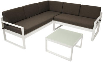 DEGAMO ARESE Lounge-Set Aluminium/ Polster weiß/dunkelgrau