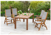 Merxx Acapulco Set 5tlg., 4 gepaddete Klappsessel, 1 Tisch 185 x 90 cm,