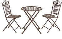 Bistroset Biella 3-tlg. klappbar Metall Edelrost-Braun [en.casa]