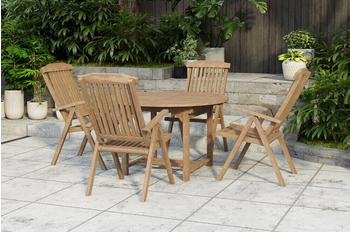Outflexx Dallas/Bounty Teak 120/170x120cm 4xKlappstuhl natur/beige (24346)