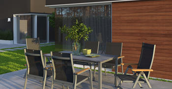 Kettler Granada Alu Tisch 160x90 4 Stapelsessel-2 Multipositionssessel silber/anthrazit (31406)