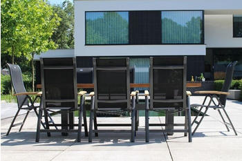 Hartman Sondermodell Yasmani/Alice Esstischgruppe Alu/Teakholz 4x4 Textilen 240x100cm 8 Multipositionssessel xerix (19044)