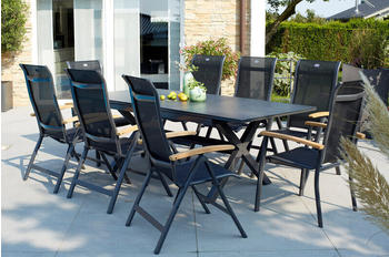Hartman Outdoor Products Hartman Xanadu/Alice Alu/Teak/Glaskeramik 4x4 Textilen 2 Dining Sessel 6 Multipo 160/220x100cm FSC-Teak Armlehnen xerix/natur (23253)