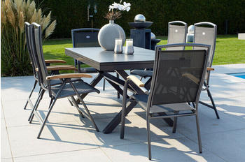 Hartman Outdoor Products Hartman Xanadu/Raffaelo Alu/Teak/Glaskeramik 2 Dining Sessel 4 Multipo 160/220x100cm FSC-Teak Armlehnen xerix/natur (23302)