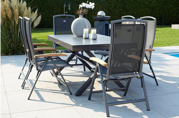 Hartman Outdoor Products Hartman Xanadu/Raffaelo Alu/Teak/Glaskeramik 4 Dining Sessel 160/220x100cm FSC-Teak Armlehnen xerix/natur (23297)