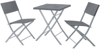 Svita Bistro-Set Polyrattan grau