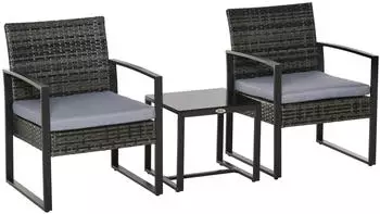 Outsunny Gartenmöbelset 2 Sitzplätze PE/Stahl grau
