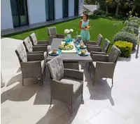 KONIFERA Garten-Essgruppe "Mailand" Set, 8x Sessel, 8x Sitzauflage, 8x