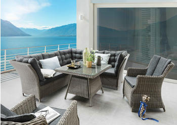 Destiny Palma (22-tlg) Eckgruppe Polyrattan inkl. Auflagen vintagegrau/anthrazit