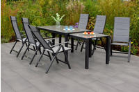 MERXX Garten-Essgruppe "Florenz" 7 Stk. tlg. 6 Klappsessel, 5-fach verstellbar,