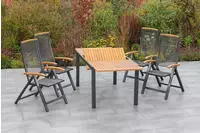 MERXX Garten-Essgruppe "Tilos" 5 Stk. tlg. 4 Klappsessel mit ausziehbarem Tisch