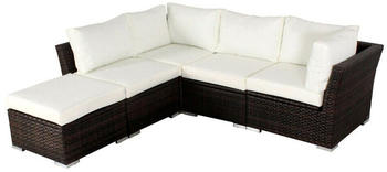 Outflexx Loungem&ouml;bel-Set Polyrattan f&uuml;r 5 Personen wasserfeste Kissenbox braun marmoriert