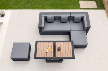 Outflexx Loungem&ouml;bel-Set Polyrattan 5 Personen wasserfeste Kissenbox inkl. Loungetisch schwarz