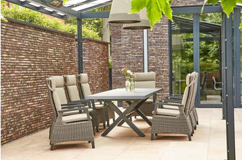 Siena Garden Messina/Corido Dining Set Alu/Gardino-Geflecht/Keramik inkl. 8 Diningsessel anthrazit/grau
