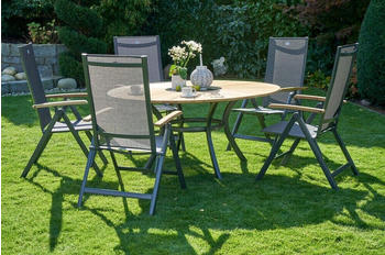 Hartman Provence/Aruba Sitzgruppe Alu/Teakholz 4x4 Textilen 5 Multipos Ø150cm inkl. Eiskühler xerix/anthrazit/natur/beige