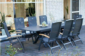 Hartman Sondermodell Xanadu/Da Vinci Sitzgruppe Alu/Glaskeramik 8 Multipos xerix/anthrazit/grau