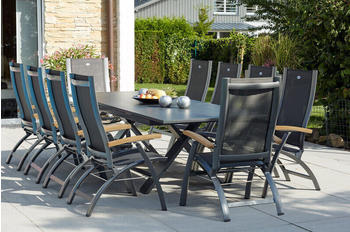 Hartman Outdoor Products Hartman Sondermodell Xanadu/Primo Sitzgruppe Alu/Teak/Glaskeramik 10 Multipo X-Gestell FSC-Teak Armlehnen xerix/natur/schwarz
