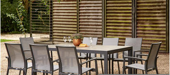 Siena Garden Velia/Silva Dining Set Alu/Ranotex/Keramik 8 Sessel anthrazit/washed grey