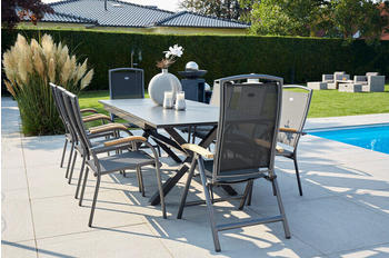 Hartman Outdoor Products Hartman Xanadu/Raffaelo Sitzgruppe Alu/Teak/Glaskeramik 6 Dining Sessel 2 Multipo FSC xerix/natur/schwarz