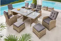KONIFERA Garten-Essgruppe "Monaco" Set, 6x Sessel, 4x Hocker, 1x AZ-Tisch