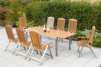 MERXX Garten-Essgruppe "Keros" 9 Stk. tlg. 8 Klappsessel mit ausziehbarem Tisch