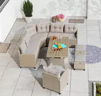 KONIFERA Gartenlounge-Set "Keros Premium" Set, 2x 2er Sofa, 1x Ecke, 1x Sessel, 2x