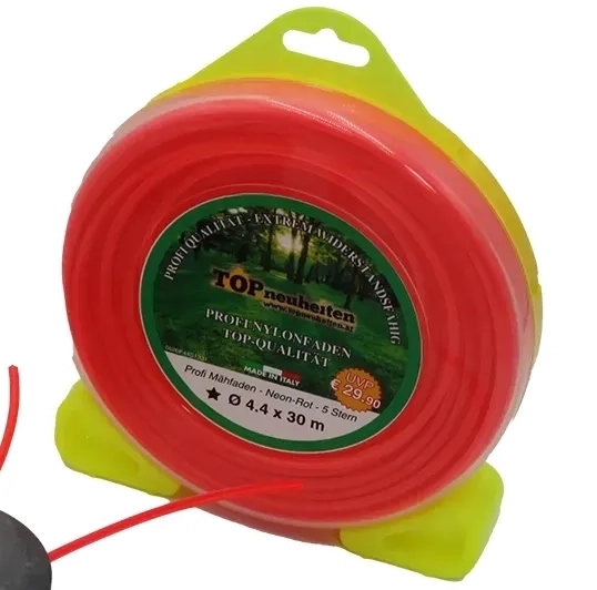 Best Neuheiten Mäh- und Bürstenkombination Set mit Mähfaden Neon-Rot 5 Stern