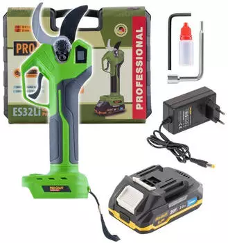 PROCRAFT ES32Li Akku Astschere 20 V Brushless + 1 x Akku 2,0 Ah + Ladeger&auml;t + Koffer