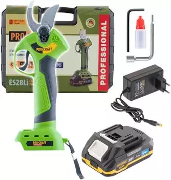 PROCRAFT ES28Li Akku Astschere 20 V Brushless + 1x Akku 2,0 Ah + Ladeger&auml;t + Koffer
