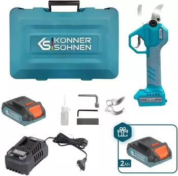 Könner & Söhnen Akku-Gartenschere KS CPS20V-40 CASE PLUS, 40mm Schnittstärke, bürstenloser Motor (KS CPS20V-40 CASE PLUS)