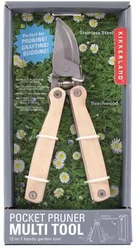 Kikkerland Taschenschere Multi-Tool, kompaktes Holz (CD516)