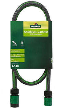 Dehner Anschluss Garnitur für Schlauchwagen inkl. Armaturen 1.5 m 1/2 Zoll PVC grün (6757793)