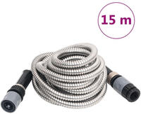 vidaXL Gartenschlauch mit Spr&uuml;hd&uuml;se Silbern 0,6" 15 m Edelstahl
