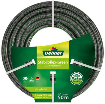 Dehner Gartenschlauch Stabiloflex Ø 13 mm 50 m 1/2 Zoll Kunststoff grün (6757777)