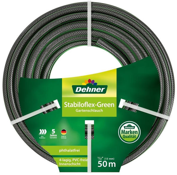 Dehner Gartenschlauch Stabiloflex Ø 13 mm 50 m 1/2 Zoll Kunststoff grün (6757777)