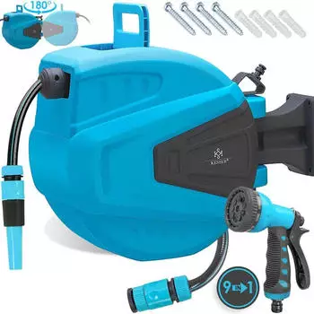 Kesser Schlauchtrommel Inkl. 2-Wege-Verteiler + Multi-Handbrause orange