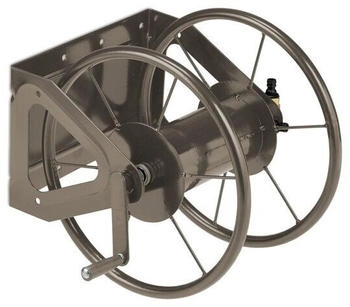 Relaxdays Wall-mounted reel 60 m brown steel with support