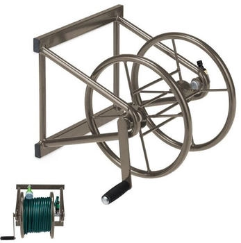 Relaxdays Wall-mounted reel 60 m brown steel with fittings