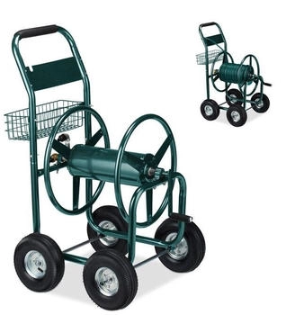 Relaxdays XL reel on wheels for 90 m Green