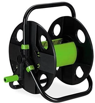 Relaxdays Reel 30 m 1/2" Hoses Freestanding H x W x D: 38 x 42 x 31 cm Steel Plastic Black/Green
