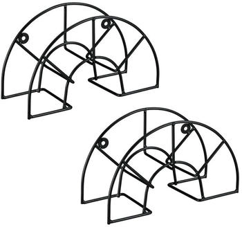 Relaxdays Set of 2 Pipe Holders for 45 m 5/8" Hosepipe Wall-Mounted Hanger 19 x 30.5 x 13.5 cm Steel Black