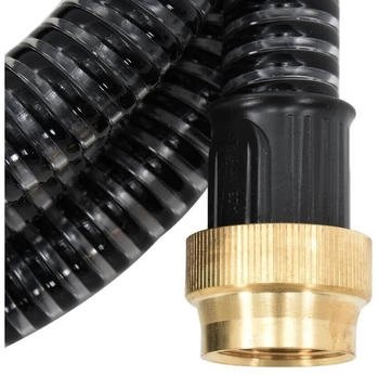 vidaXL Saugschlauch mit Messing-Anschlüssen 1,1" 10 m PVC Schwarz (151062)