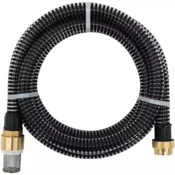 vidaXL Saugschlauch mit Messing-Anschlüssen 1,1" 3 m PVC Schwarz (151054)