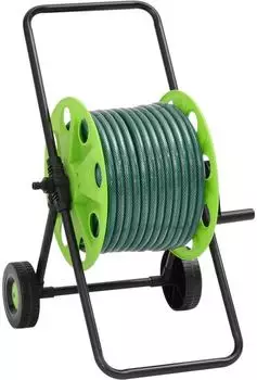 vidaXL Schlauchwagen mit Schlauchanschluss-Set 0,75\" 30 m PVC Grün