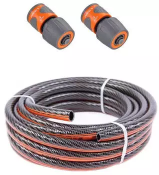 FUXTEC 50m Set FX-WW-SET9 Flexibler Wasserschlauch + Schlauchverbinder/Schlauchkupplung mit Wasserstopp