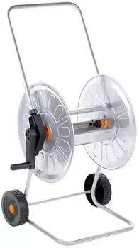 vidaXL Galvanized steel hose reel on wheels for 80 m