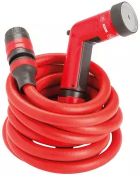 Fitt YOYO GO Dehnbarer Gartenschlauch 10m mit Multifunktionsspritzpistole, Rot (741050291059044)