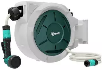 Outsunny Wand-Schlauchaufroller automatisch 30m x Ø13mm 180° schwenkbar 7 Sprühmodi (84H-320V00GY)